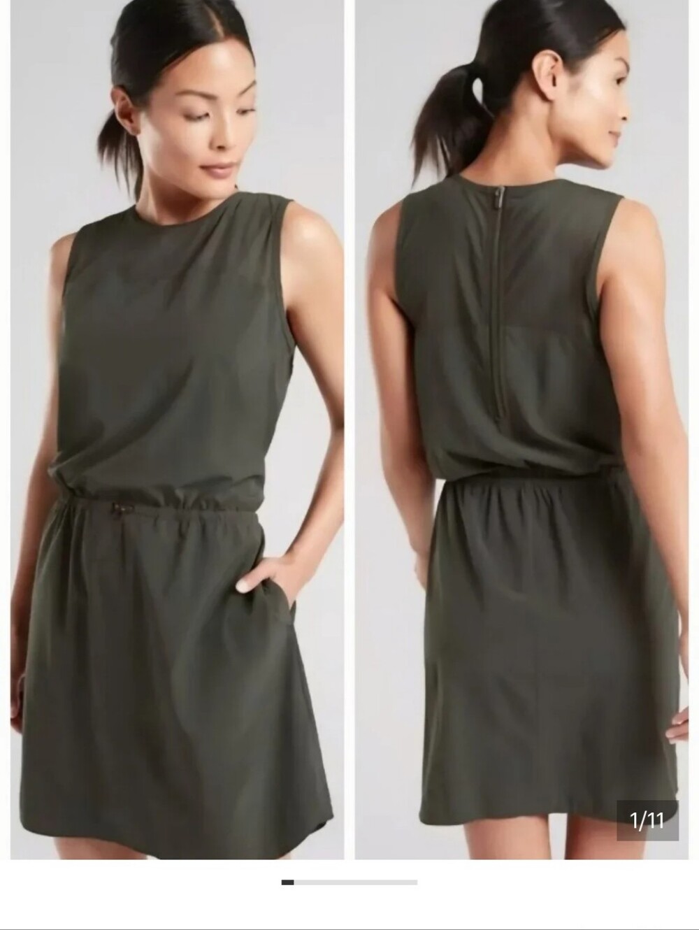Athleta Womens Sol Dress Black Olive Mini Size 2